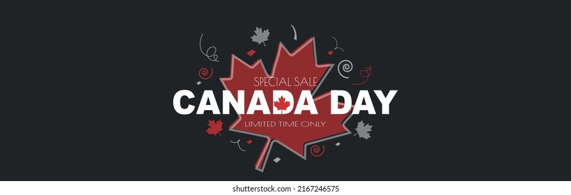 Canada Day Sale Banner. Modern Minimal Design For Sales. Flat Vector Illustration.