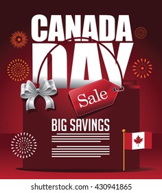 Canada Day Sale Shopping Bag Background. EPS 10 Vector.