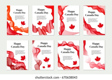 Canada Day set of templates for your design. Brochure, flyer, poster. Isolated on white background. Vector illustration
