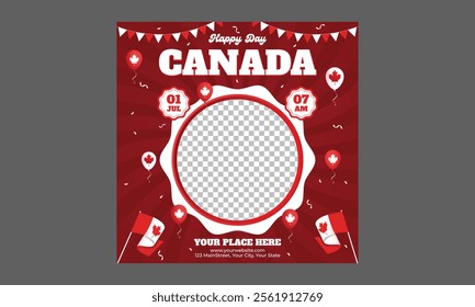 Canada Day Socials Media. Happy Canada Day Illustration Background Banner. Happy Canada Day. Design for social media banner, poster