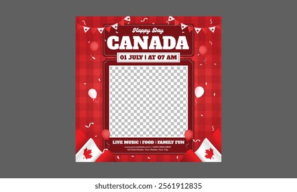 Canada Day Socials Media. Happy Canada Day Illustration Background Banner. Happy Canada Day. Design for social media banner, poster