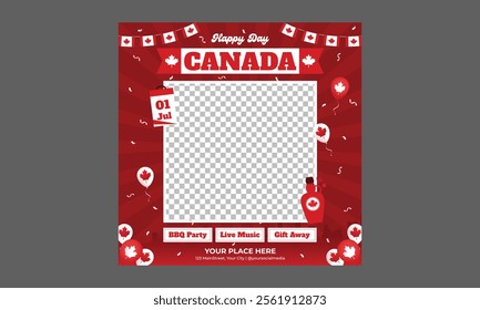 Canada Day Socials Media. Happy Canada Day Illustration Background Banner. Happy Canada Day. Design for social media banner, poster