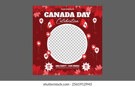 Canada Day Socials Media. Happy Canada Day Illustration Background Banner. Happy Canada Day. Design for social media banner, poster