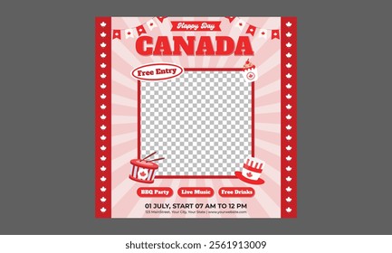 Canada Day Socials Media. Happy Canada Day Illustration Background Banner. Happy Canada Day. Design for social media banner, poster