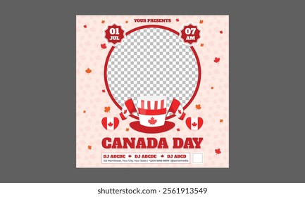 Canada Day Socials Media. Happy Canada Day Illustration Background Banner. Happy Canada Day. Design for social media banner, poster