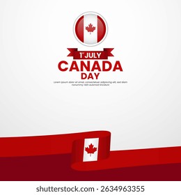 Canada day Square banner background with waving flag vector illustration