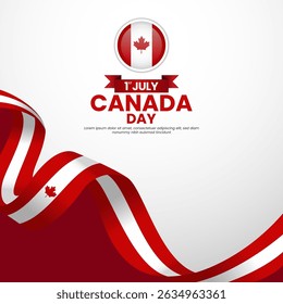Canada day Square banner background with waving flag vector illustration