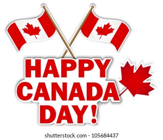 Canada Day stickers with maple leaf and flags. 10 EPS. Vector illustration.