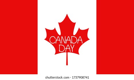 Canada Day. Stylized flag with manual lettering. Holiday isolated vector banner.