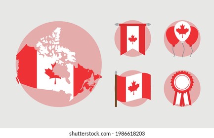 canada day symbols set design