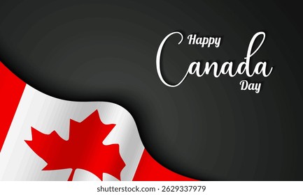 Canada day template design with flag on black background. Vector Illustration
