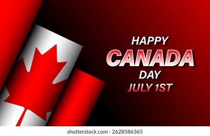 Canada day template design with waving flag illustration. Vector Illustration