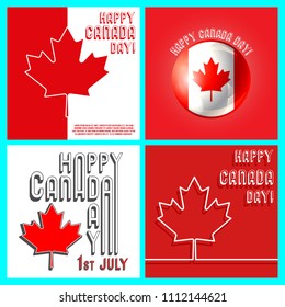Canada Day template set. Typography design for greeting card, stickers, printing products, flyer, covers brochure or booklet. Vector illustration.