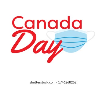 Canada day text and face mask
