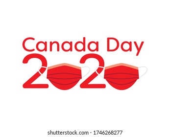 Canada day text and Red face masks