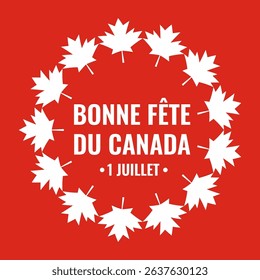Canada Day typography poster in French. Vector template for Canadian holiday banner, party invitation, greeting card, flyer, etc