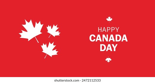 Canada Day vector banner with maple leaf on red isolated background. Poster, placard, web banner. 