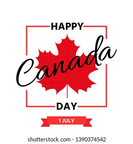 Canada Day. Vector. Happy Canada independence Day banner with maple leaf. Greeting card, poster, background template. Colorful illustration.