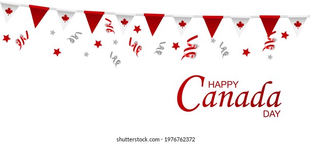 Canada Day vector illustration, Canadian flag and maple leaves, red and white vector