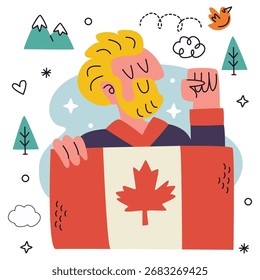 Canada Day Vector Illustration. Flat Minimal Design. Editable Illustration for Web, Mobile, Print