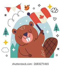 Ilustração Vetorial do Dia do Canadá. Design mínimo plano. Ilustração editável para web, móvel, impressão