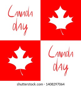 Canada Day Vector Illustration. Happy Canada Day Holiday Invitation Design. white leaf on red background