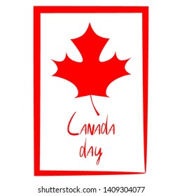 Canada Day Vector Illustration. Happy Canada Day Holiday Invitation Design. Red leaf on white background.