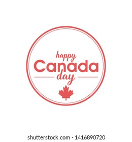 Canada Day Vector Illustration. Happy Canada Day Holiday Invitation Design. Greeting card with hand drawn calligraphy lettering. Red Leaf Isolated on a white background. 