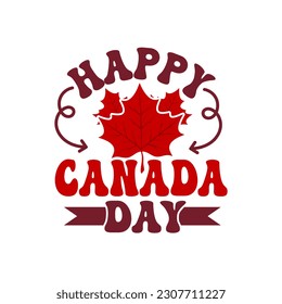 Canada Day Vector Illustration. Happy Canada Day Lettering Holiday Design. Red Leaf Isolated on a white background.