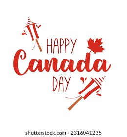 Ilustración vectorial del Día de Canadá. Feliz Día de Canadá. vector. Tarjeta única de bienvenida de tipografía, decoración. Pancarta Día de Canadá primer 1 de julio Símbolo del icono del feriado