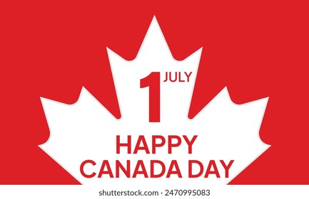 Canada Day Vector Illustration. Happy Canada Day Holiday Invitation Design. Red Leaf Isolated on a white background. Greeting card with hand drawn lettering.