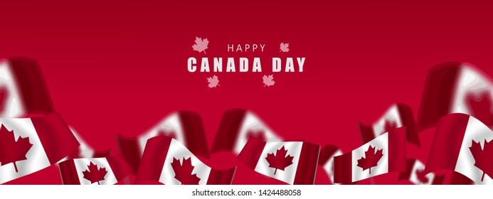 Canada day, Vector Illustration, realistic rippling canadian flag - Vektor