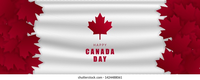 Canada day, Vector Illustration, realistic rippling canadian flag - Vektor