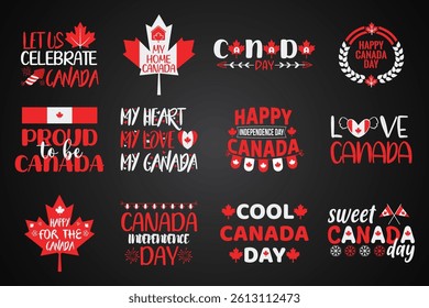 Canada Day Vector Pack Red White Maple Leaf Graphic Set