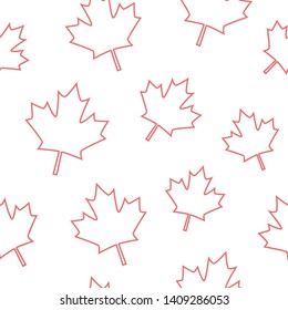 Canada Day Vector Patterns in Red and White Maple Leaf. Simple background. Vector background.  Happy Celebration Banner. 1st July. Texture for fabrics, cards, fabrics, posters, boxes, packages, gifts.