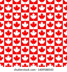 Canada Day Vector Patterns in Red and White Maple Leaf. Simple background. Vector background.  Happy Celebration Banner. 1st July. Texture for fabrics, cards, fabrics, posters, boxes, packages, gifts.