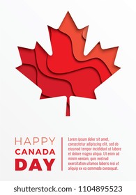 canada day vertical banner template with text and paper cut colorful maple leaf. vector illustration for greeting cards, posters, flyers, invitations, brochures