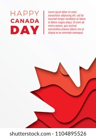 canada day vertical banner template with text and paper cut colorful maple leaf. vector illustration for greeting cards, posters, flyers, invitations, brochures