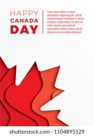 canada day vertical banner template with text and paper cut colorful maple leaf. vector illustration for greeting cards, posters, flyers, invitations, brochures