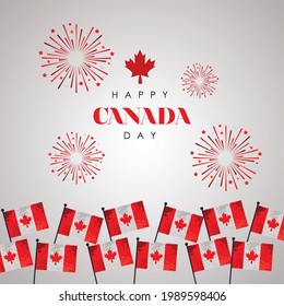 día de canadá con banderas y fuegos artificiales