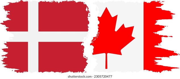 Canada and Denmark grunge flags connection, vector