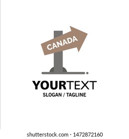 Canada, Direction, Location, Sign Business Logo Template. Flat Color