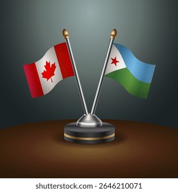 Canada and Djibouti  table flags relation with gradient backgrund