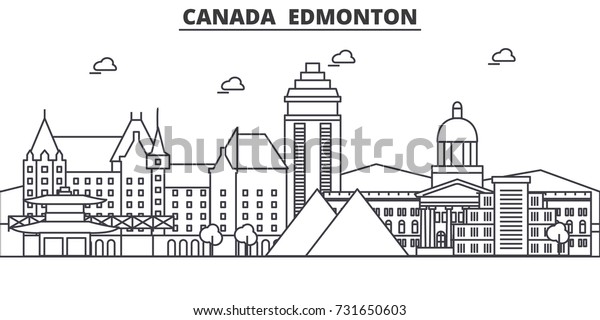 Canada Edmonton Architecture Line Skyline Illustration Stock Vector ...