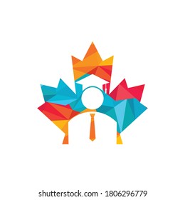 Canada education logo design. Maple leaf and graduation student logo design. 