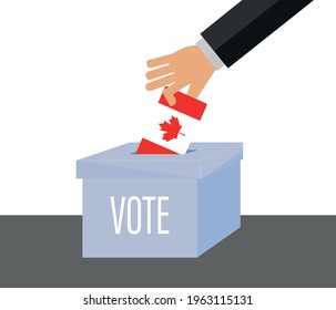 Canada Elections Vote Box Vector Work. People Voting.