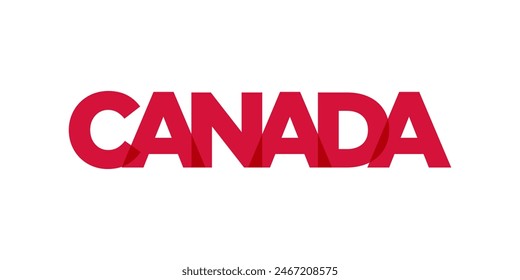 Emblema de Canadá. El diseño presenta un estilo geométrico, Ilustración vectorial con tipografía audaz en un estilo moderno. La letra gráfica del eslogan.