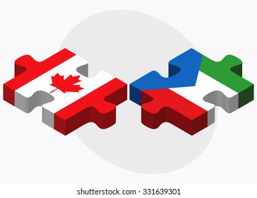 Canada and Equatorial Guinea Flags in puzzle isolated on white background