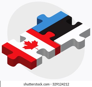 Canada and Estonia Flags in puzzle isolated on white background