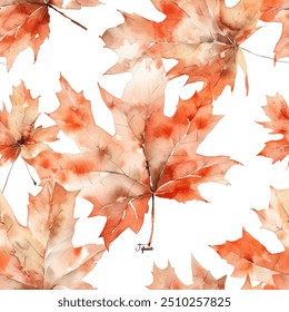 Canadá Otoño Marrón Naranja Hoja de Arce Acuarela Diseño escandinavo Abstractas Patrón sin fisuras Cortina de Fondo de pantalla Fondo de cama Tapicería Regalo Envoltura de papel Vector 